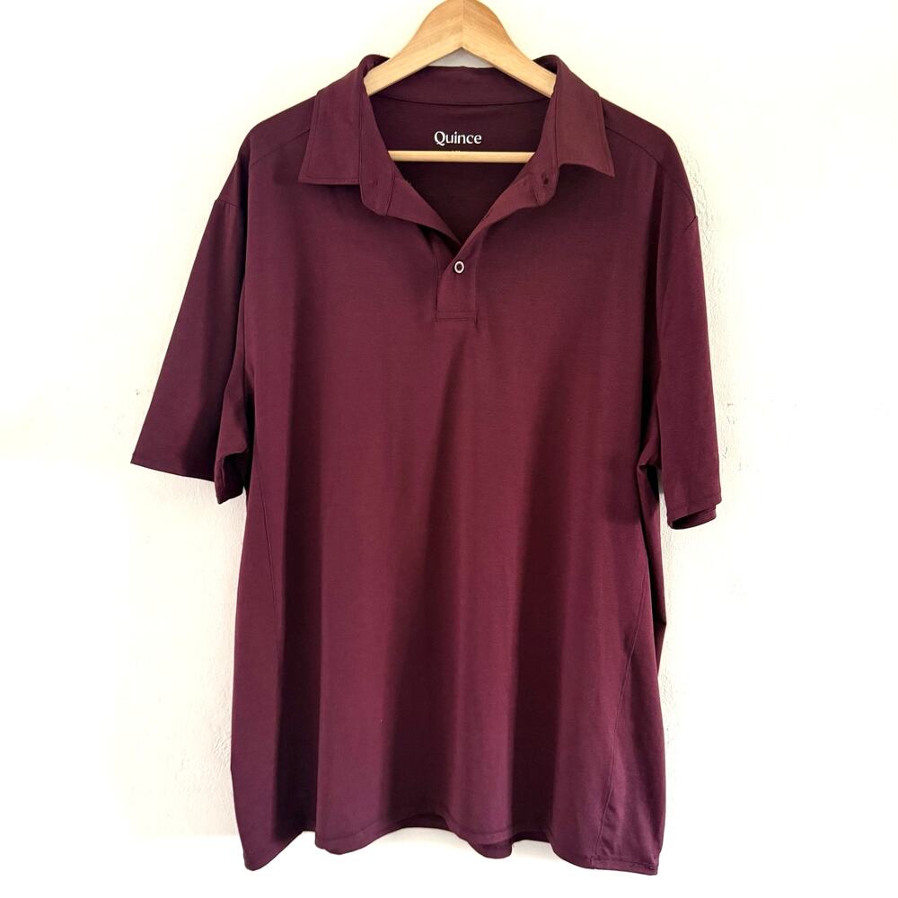 Quince Men's Maroon Red Short Sleeve Polo Pull Over Shirt Size XLarge